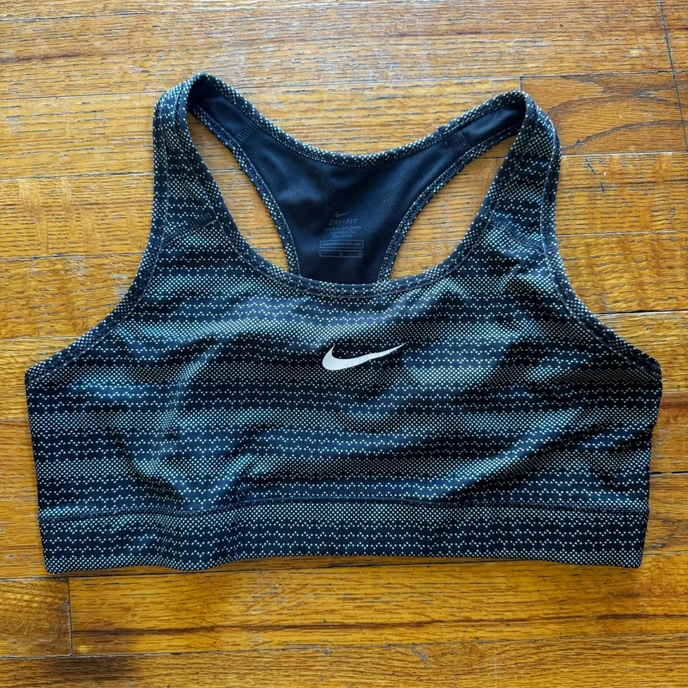 Nike Dri-FIT Womens Large Black White Racerback Sports Bra Large